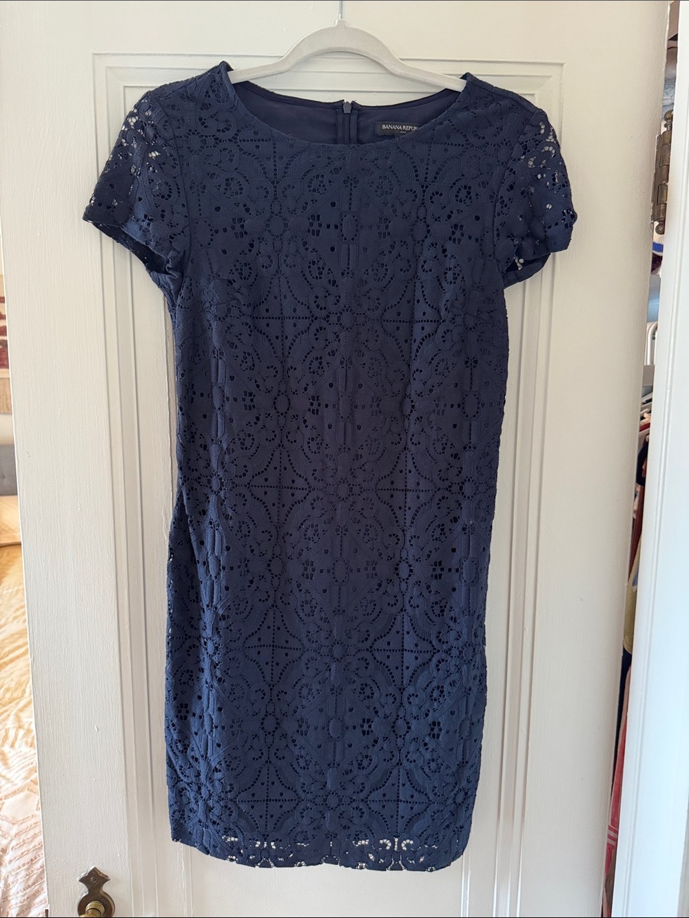 Banana Republic Navy Eyelet Lace Sheath Dress